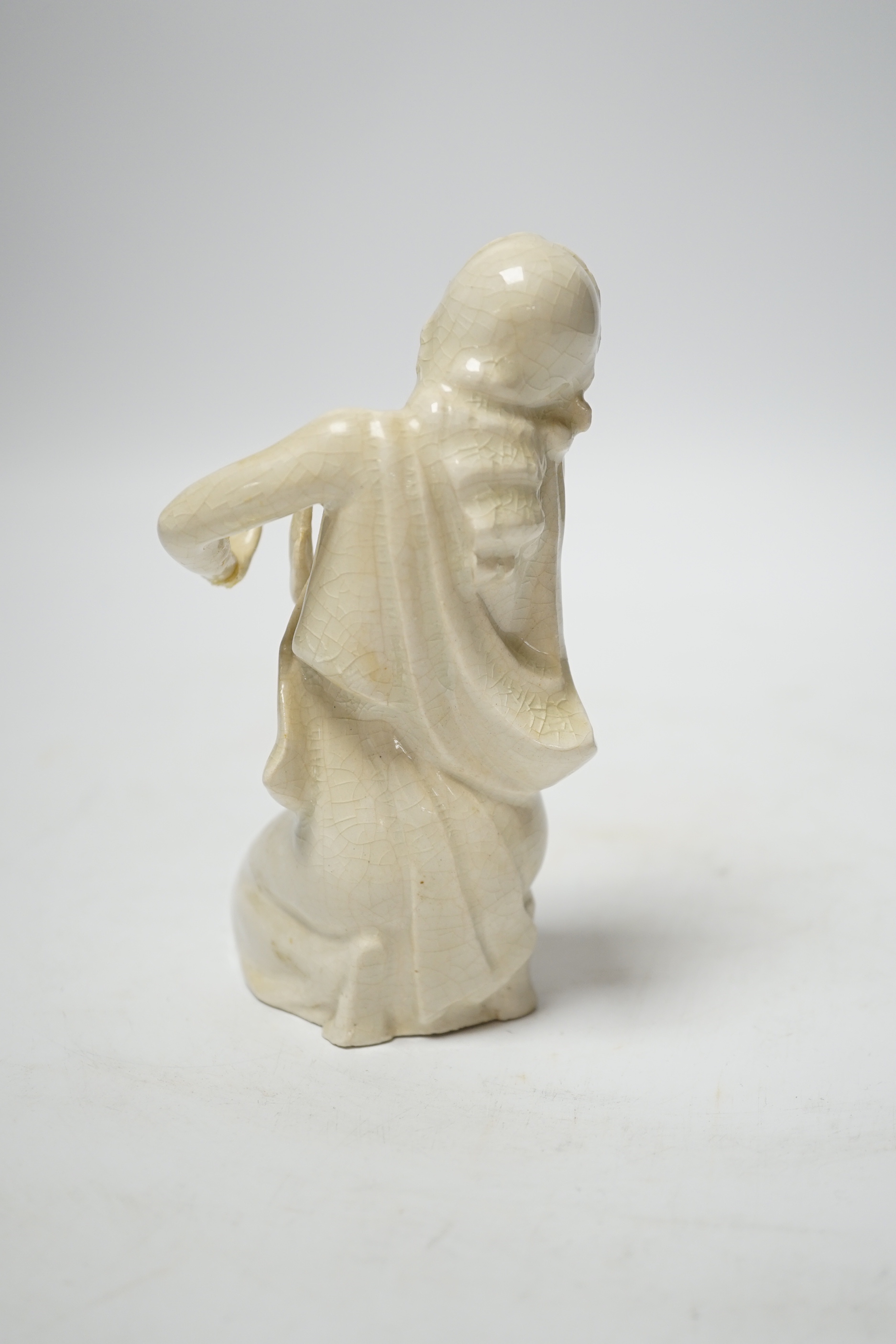 A ceramic figure by Zelda Webb together with hand-written letter, figure height 14cm